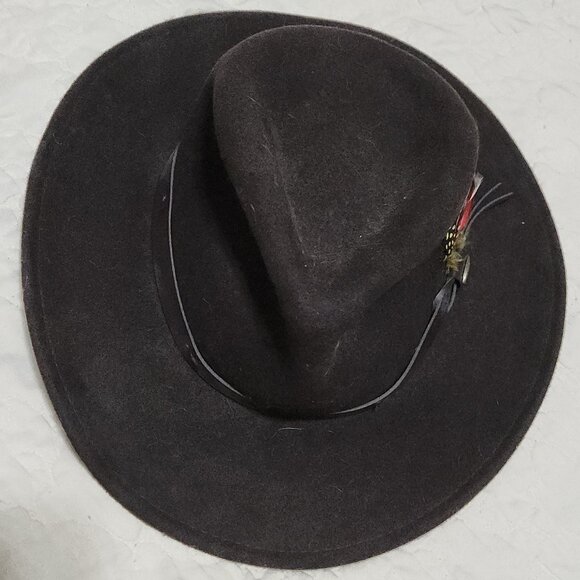 Scala Piscataway Soft Wool Felt Outdoorsman Hat w/ Feather Band – Brown - Picture 2 of 6